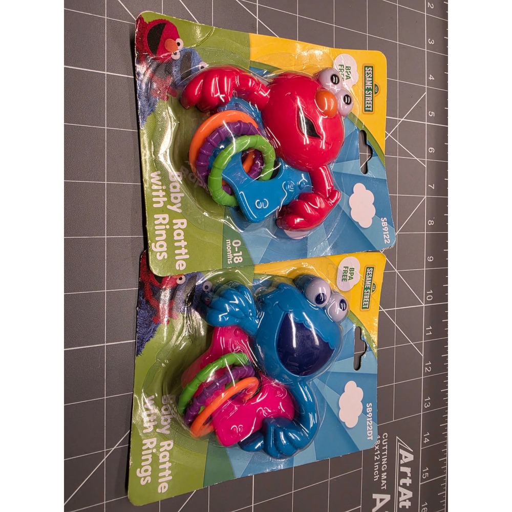 Sesame Street Elmo Cookie Monster Baby Rattle Set 2pk BPA Free SB9122 SB9122DT